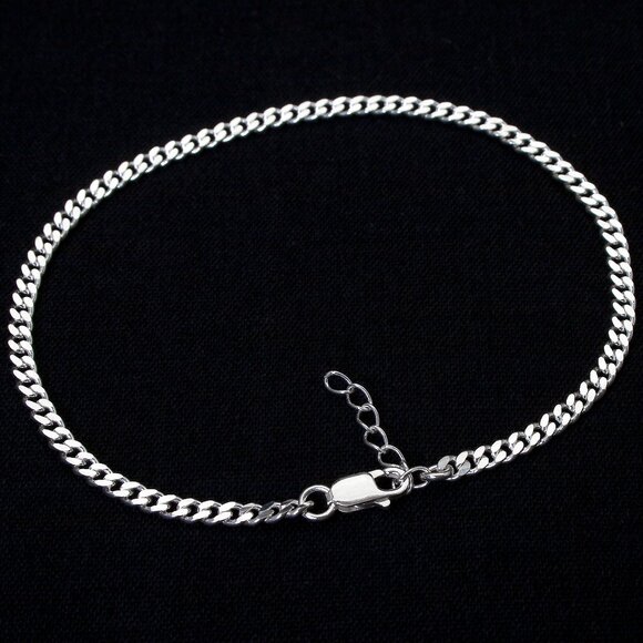 Chic Italian 925 Sterling Silver 3mm Anklet with Extender - Stamped ITALY - Picture 1 of 3